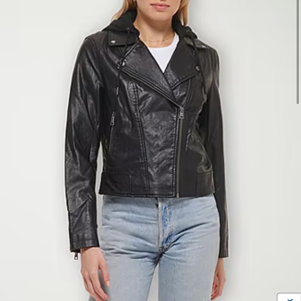 LEVI’S Women Faux Leather Hooded Jacket